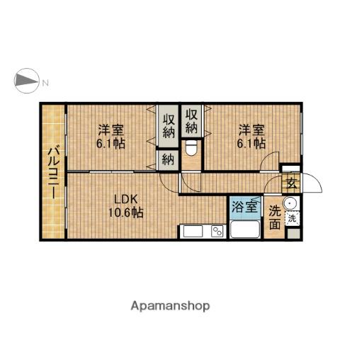 ユーミーなごみ(2LDK/3階)の間取り写真
