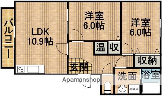 ジュネス(2LDK/2階)の間取り写真