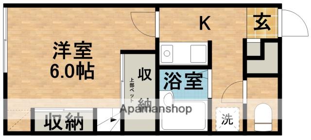 ユトリロ坪井町(1K/1階)の間取り写真