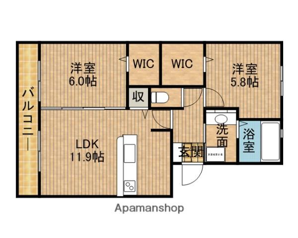 INSIEME(2LDK/3階)の間取り写真