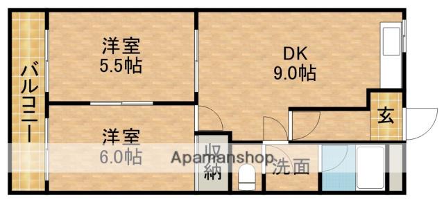 ヤマダハイツ(2DK/1階)の間取り写真