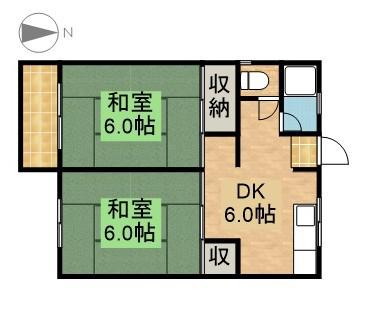 高柳ハイツB(2DK/2階)の間取り写真