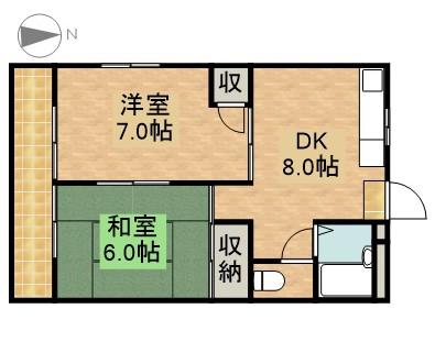 アパーション智秀(2DK/4階)の間取り写真