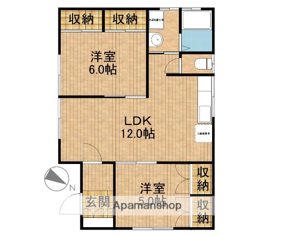 東海道本線 豊田町駅 バス乗車時間：25分 金洗西バス停で下車 徒歩7分 1階建 築25年(2LDK)の間取り写真