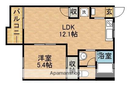 フラッツ・ゆうB(1LDK/2階)の間取り写真