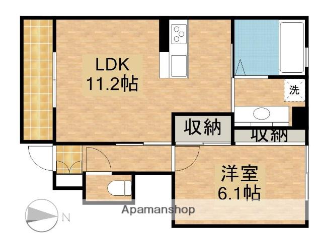 MORE B(1LDK/1階)の間取り写真