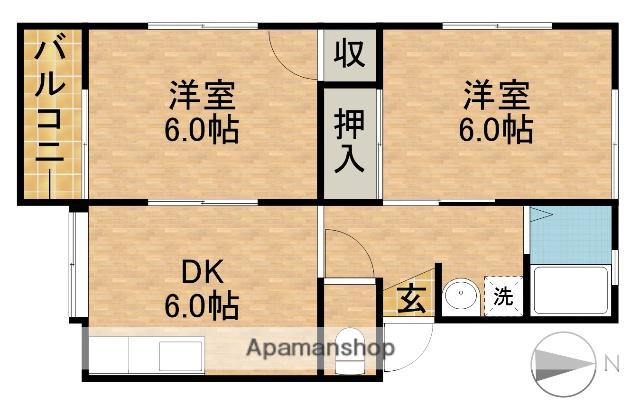 ハイツグランチャA(2DK/2階)の間取り写真