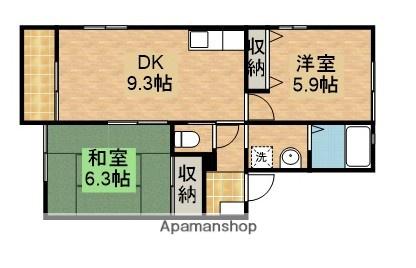 シサミタウンA(2DK/1階)の間取り写真