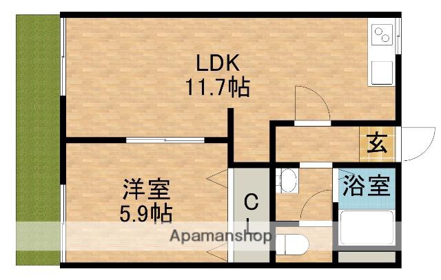 キップス安新C(1LDK/1階)の間取り写真