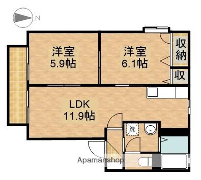 エーデルハイム C(2LDK/2階)の間取り写真
