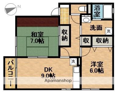 プリムヴェール B(2DK/2階)の間取り写真