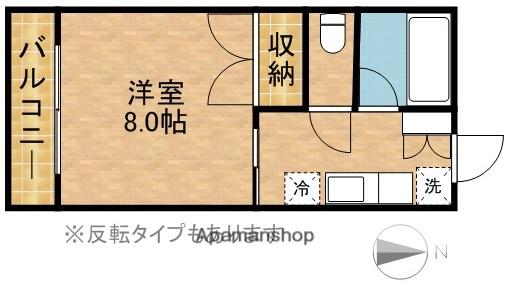 パラシオB(1K/1階)の間取り写真