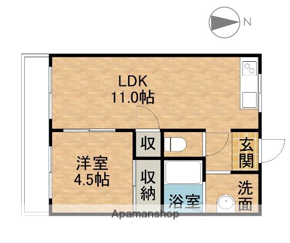 ニューバレイB(1LDK/2階)の間取り写真