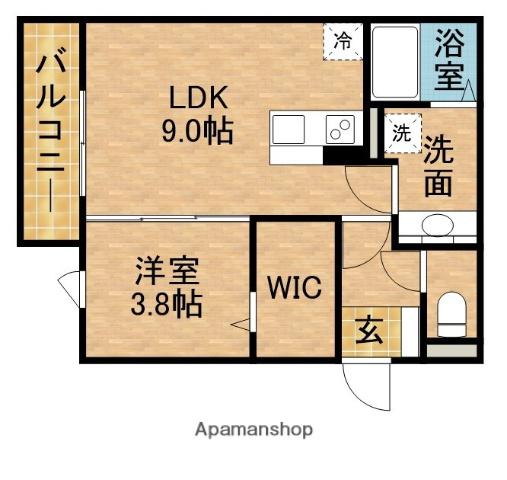 グランディシュロス C棟(1LDK/2階)の間取り写真