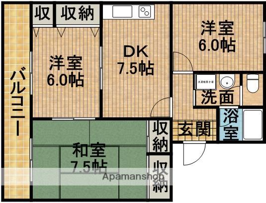 アドラシオン(3DK/2階)の間取り写真