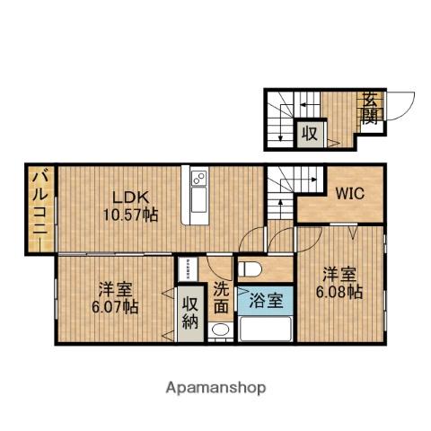 グランドゥールⅣ(2LDK/2階)の間取り写真