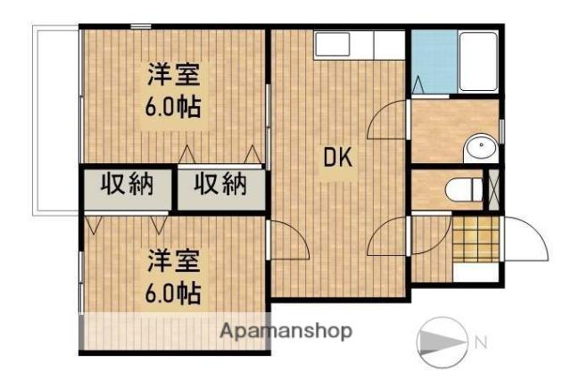 シャルマン(2DK/1階)の間取り写真
