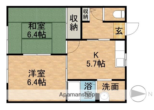 城の里B(2K/1階)の間取り写真