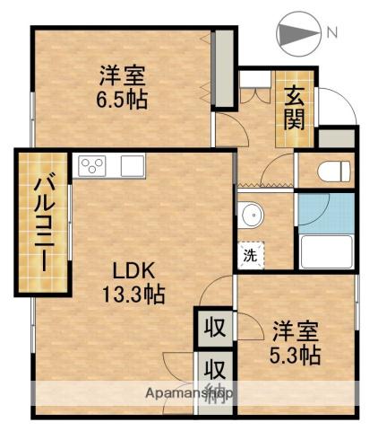 本郷パークⅠ(2LDK/3階)の間取り写真