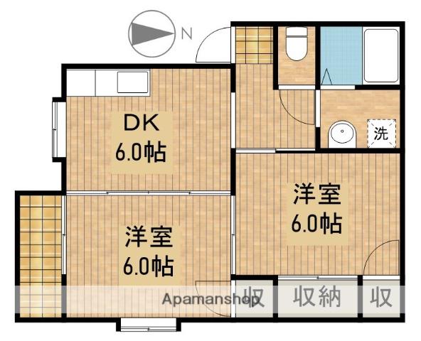 グランデーヌMS C(2DK/2階)の間取り写真