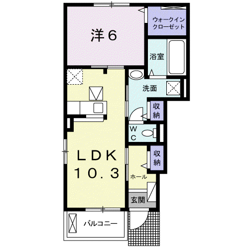 パーチェ Ⅱ(1LDK/1階)の間取り写真