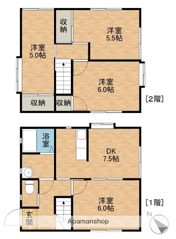 東海道本線 浜松駅 バス乗車時間：16分 せいれい病院入口バス停で下車 徒歩5分 2階建 築29年(4DK)の間取り写真