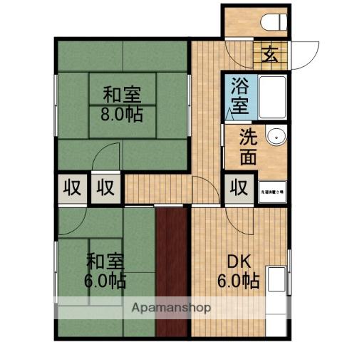 三輪アパート(2DK/2階)の間取り写真