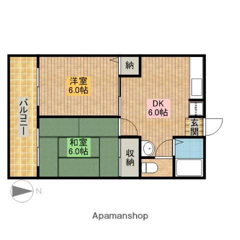 サンビレッジ三ケ日C(2DK/2階)の間取り写真