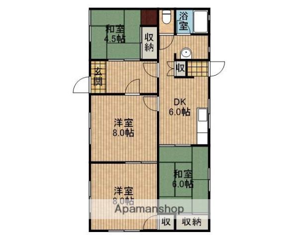 東海道本線 藤枝駅 バス乗車時間：17分 藤岡バス停で下車 徒歩6分 1階建 築55年(4DK)の間取り写真