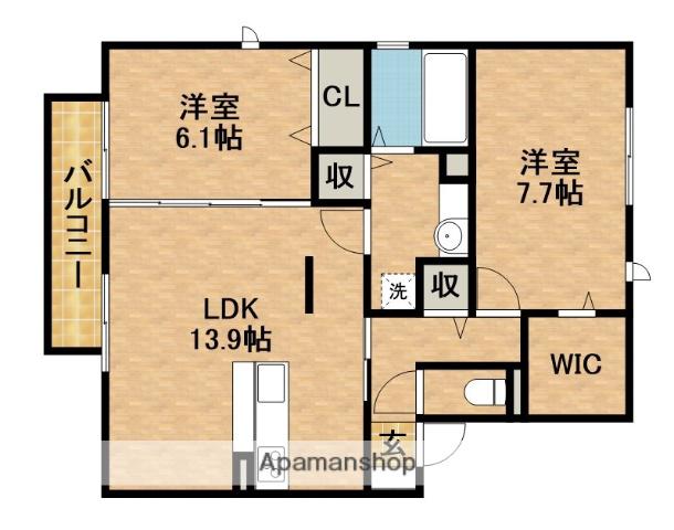 シャン・ド・フルール(2LDK/2階)の間取り写真