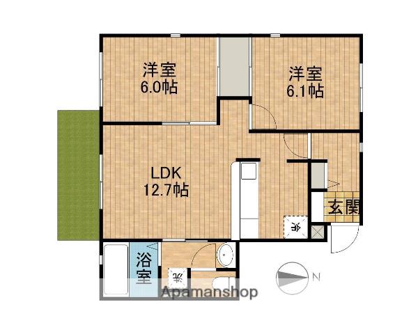 シャガハウスⅡ(2LDK/1階)の間取り写真