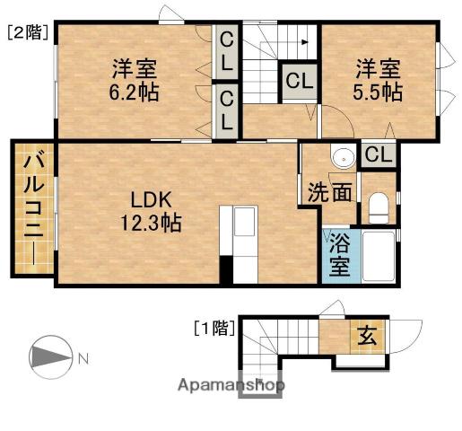 フレシールⅡ(2LDK/2階)の間取り写真