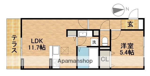 ソレール 北浦(1LDK/1階)の間取り写真