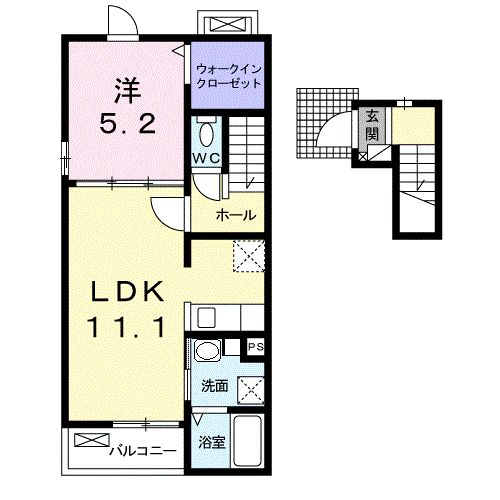 エトワールM(1LDK/2階)の間取り写真