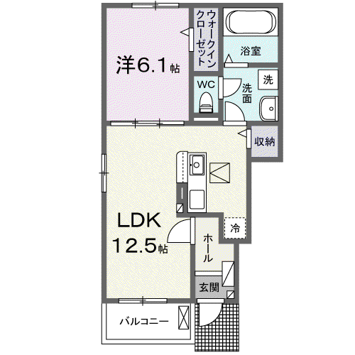 モカ Ⅶ(1LDK/1階)の間取り写真