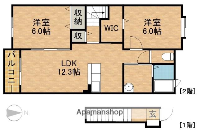 ボヌール(2LDK/2階)の間取り写真