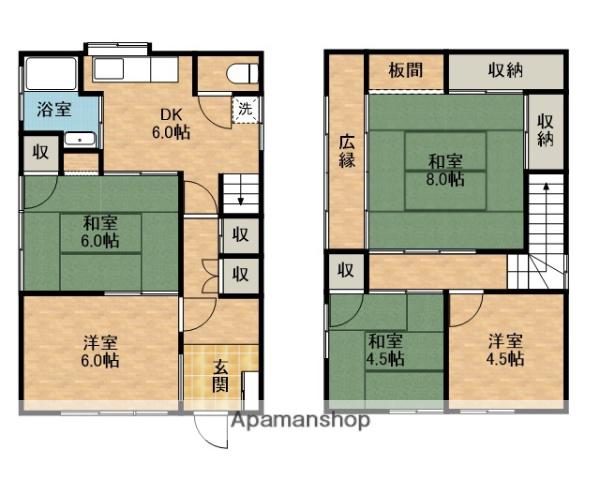 東海道本線 六合駅 徒歩19分 2階建 築54年(5DK)の間取り写真