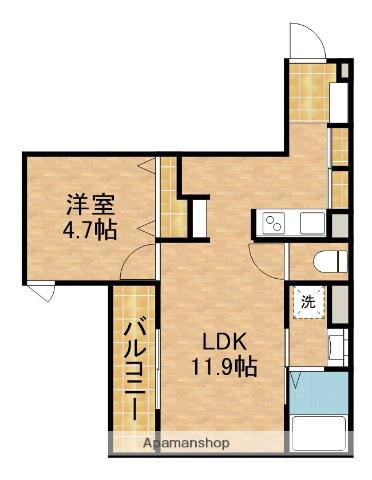 アゴスト(1LDK/2階)の間取り写真