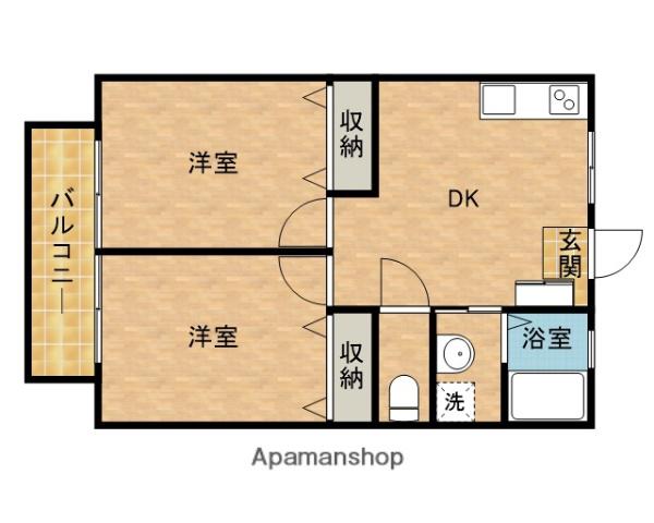 コーポ雪小僧(2DK/2階)の間取り写真