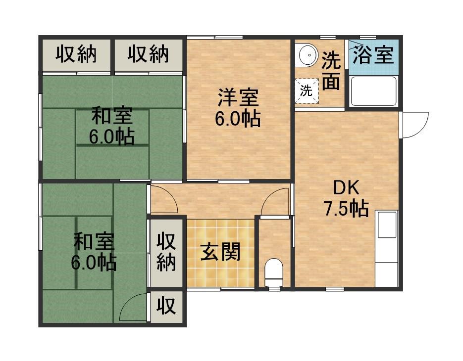 東海道本線 浜松駅 バス乗車時間：11分 蜆塚中学北バス停で下車 徒歩5分 1階建 築51年(3DK)の間取り写真