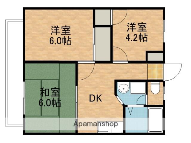 ハイツ待夢C(3DK/2階)の間取り写真