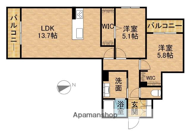 AXIS助信(2LDK/2階)の間取り写真