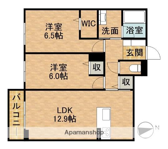 AXIS助信(2LDK/1階)の間取り写真