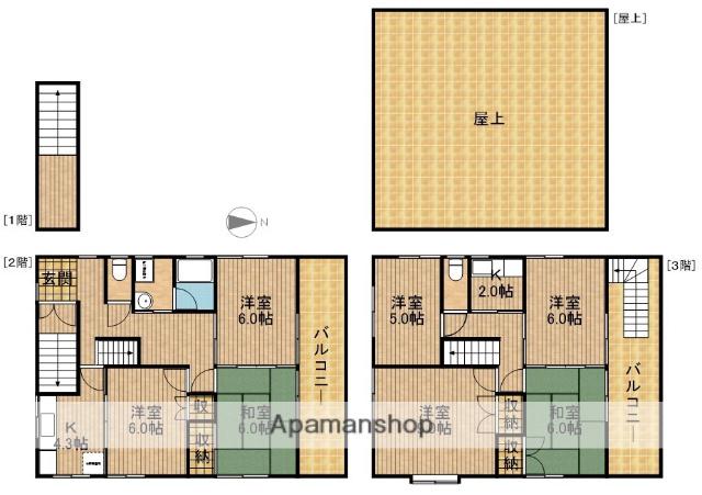 東海道本線 浜松駅 バス乗車時間：28分 前平バス停で下車 徒歩2分 3階建 築37年(7K)の間取り写真