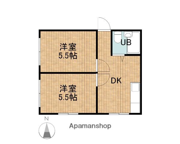 東海道本線 磐田駅 バス乗車時間：5分 岡田郵便局バス停で下車 徒歩13分 2階建 築20年(2DK/2階)の間取り写真