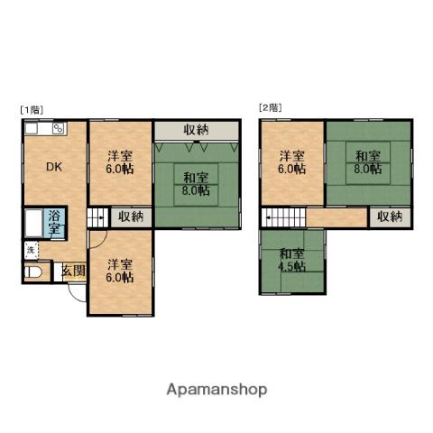 東海道本線 西焼津駅 バス乗車時間：7分 中新田配水場バス停で下車 徒歩4分 2階建 築50年(6DK)の間取り写真