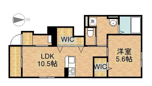 ルナ白羽(1LDK/1階)の間取り写真