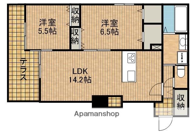 GENZ渡瀬 北館(2LDK/1階)の間取り写真