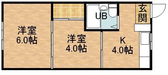 第一布橋荘(2K/1階)の間取り写真