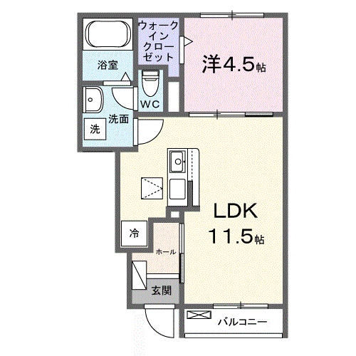 ヒカルサ藤枝兵太夫(1LDK/1階)の間取り写真